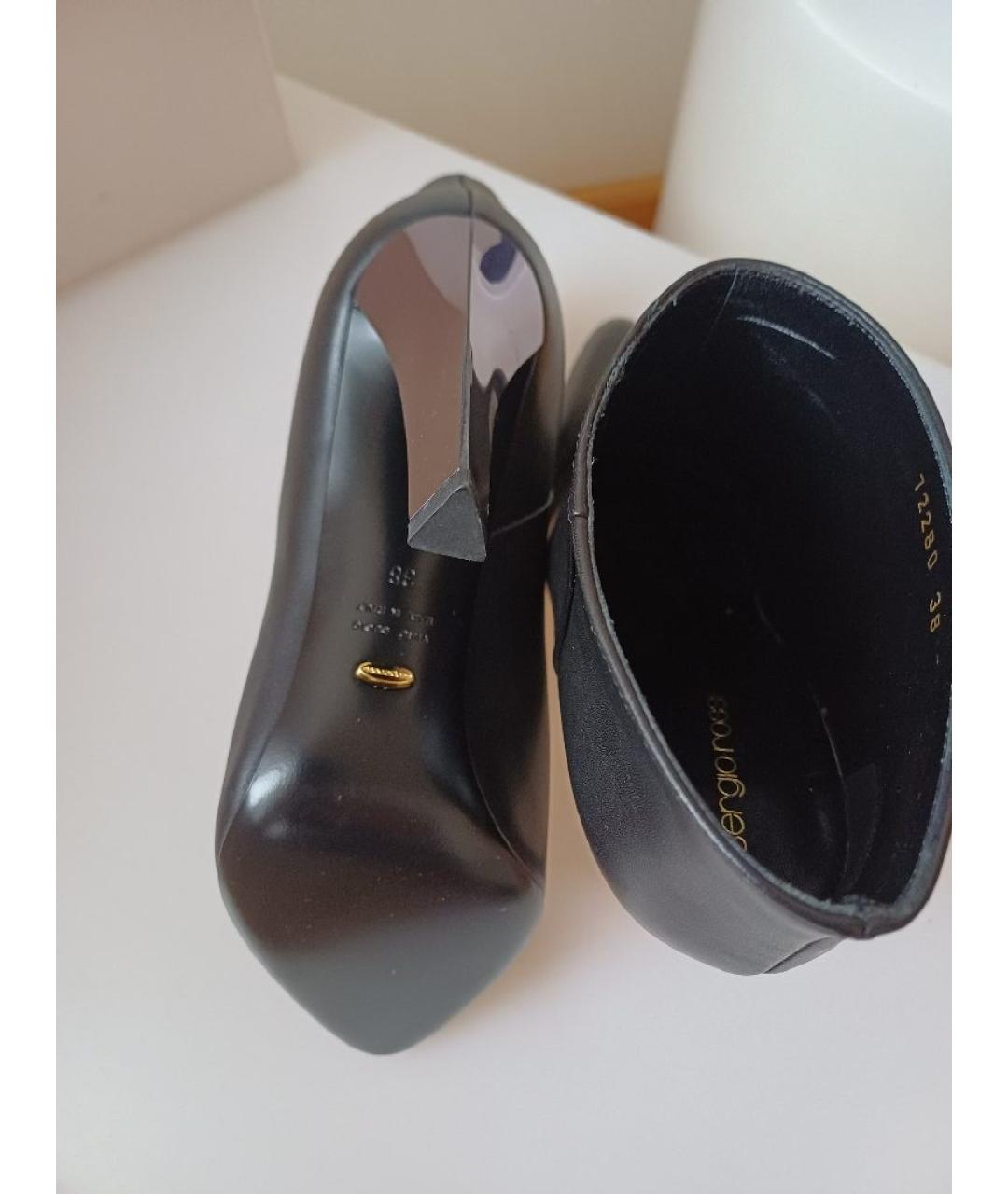 SERGIO ROSSI Черные кожаные ботильоны, фото 8