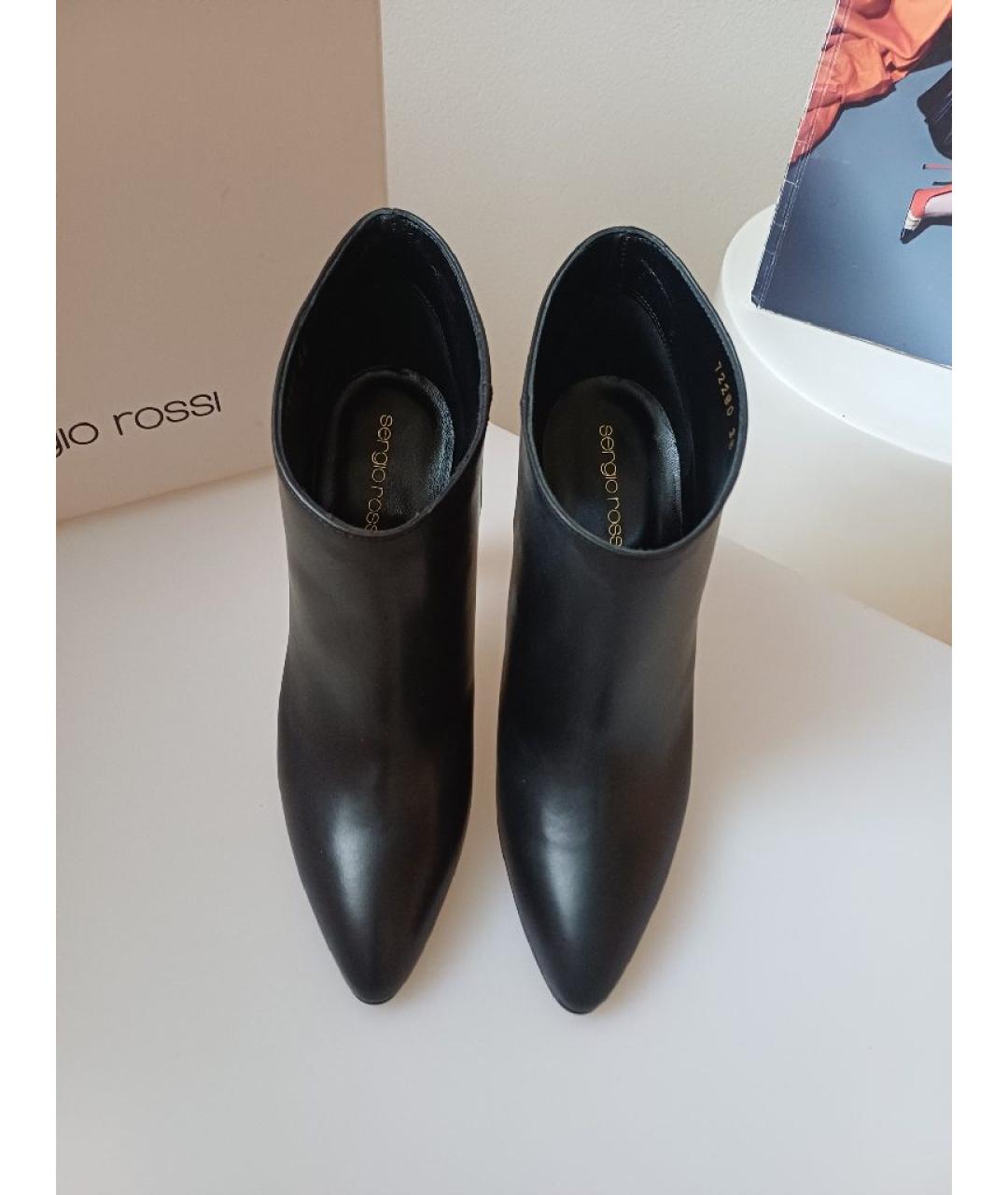 SERGIO ROSSI Черные кожаные ботильоны, фото 6