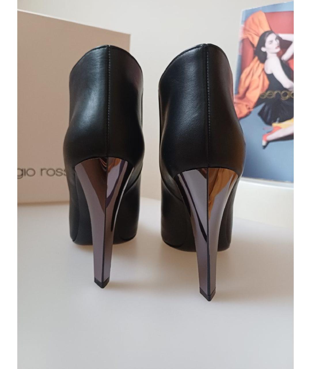 SERGIO ROSSI Черные кожаные ботильоны, фото 7