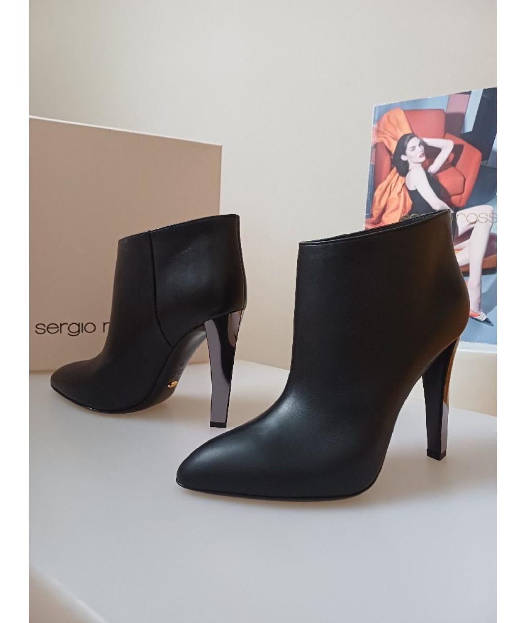 SERGIO ROSSI Черные кожаные ботильоны, фото 3