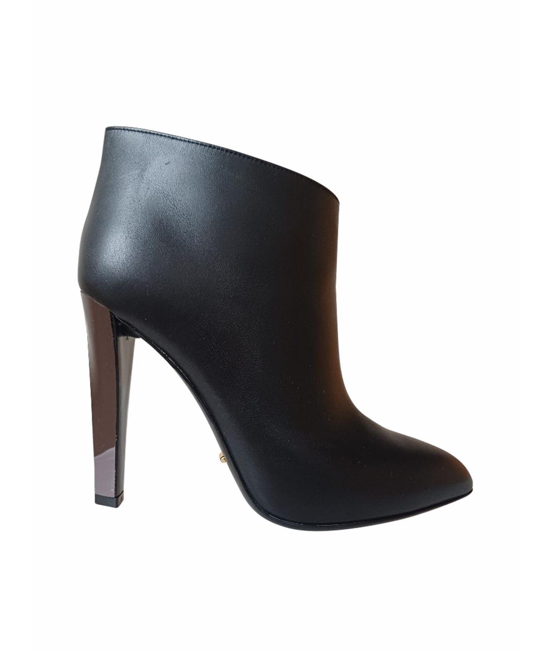 SERGIO ROSSI Черные кожаные ботильоны, фото 1