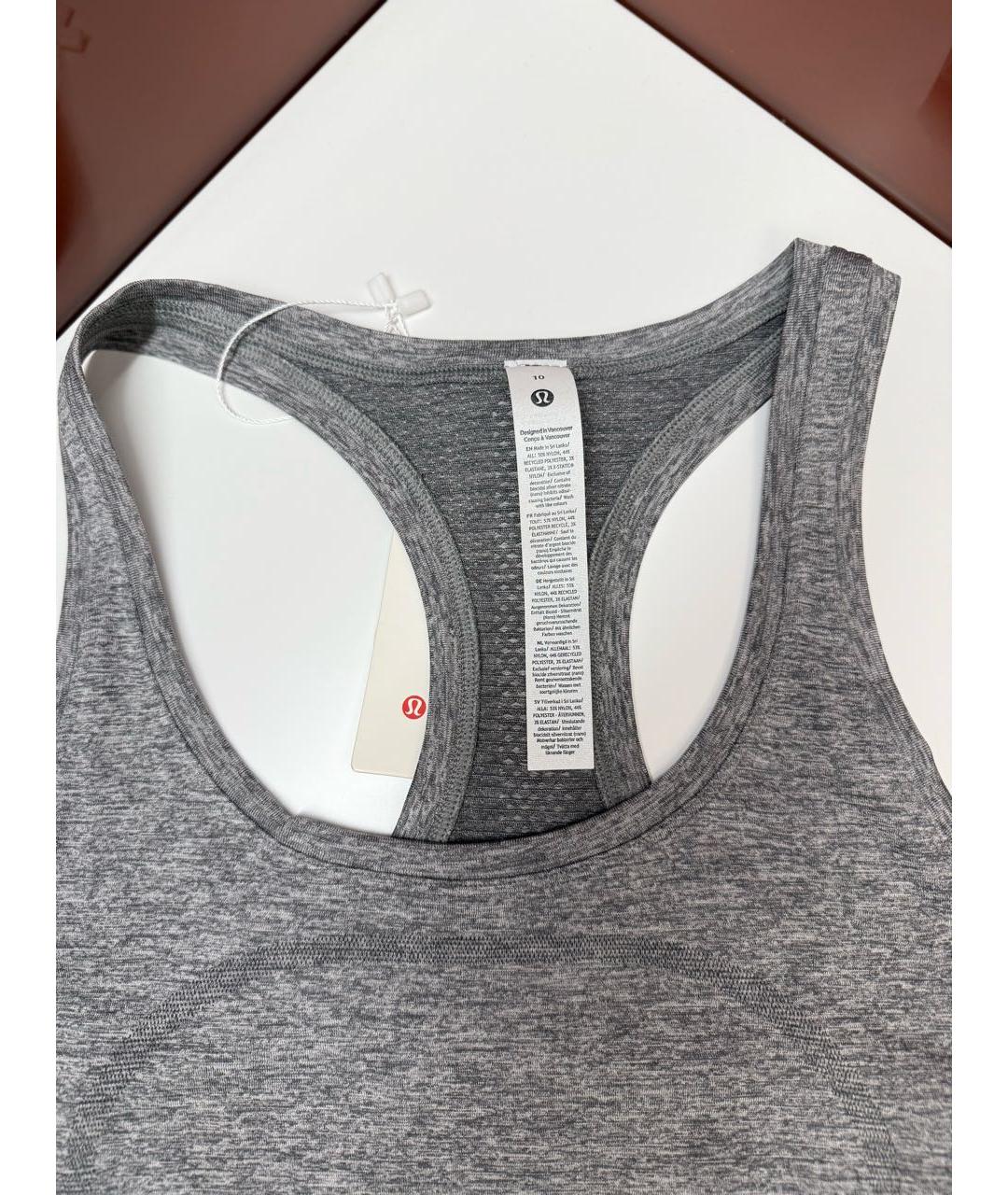 Lululemon Серая полиэстеровая майка, фото 3