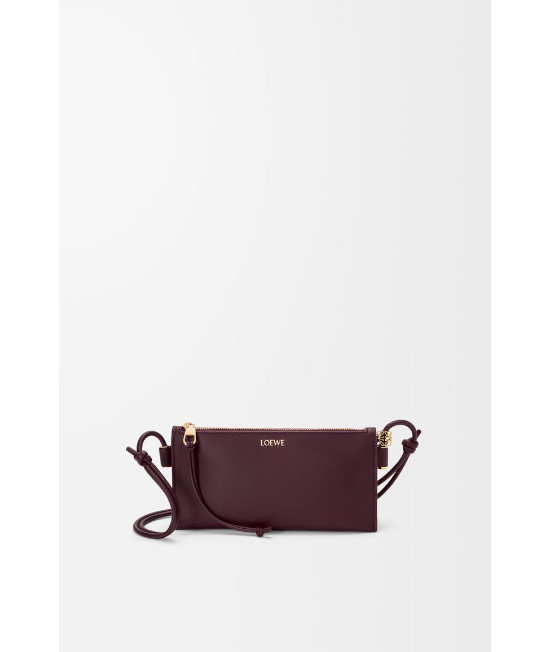 LOEWE Бордовая кожаная сумка с короткими ручками, фото 5