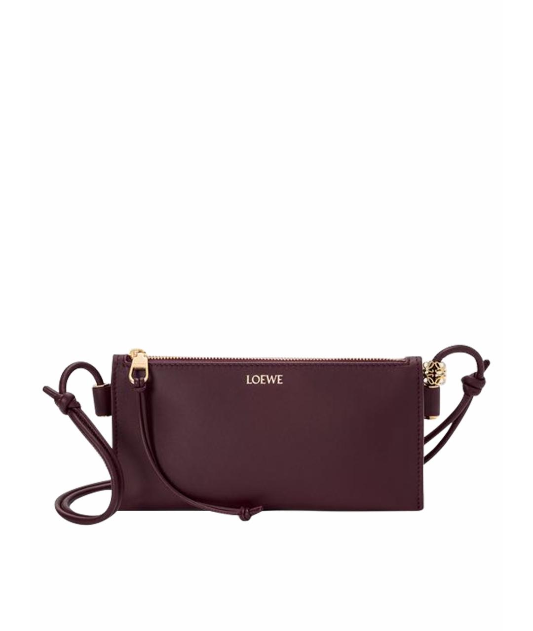 LOEWE Бордовая кожаная сумка с короткими ручками, фото 1
