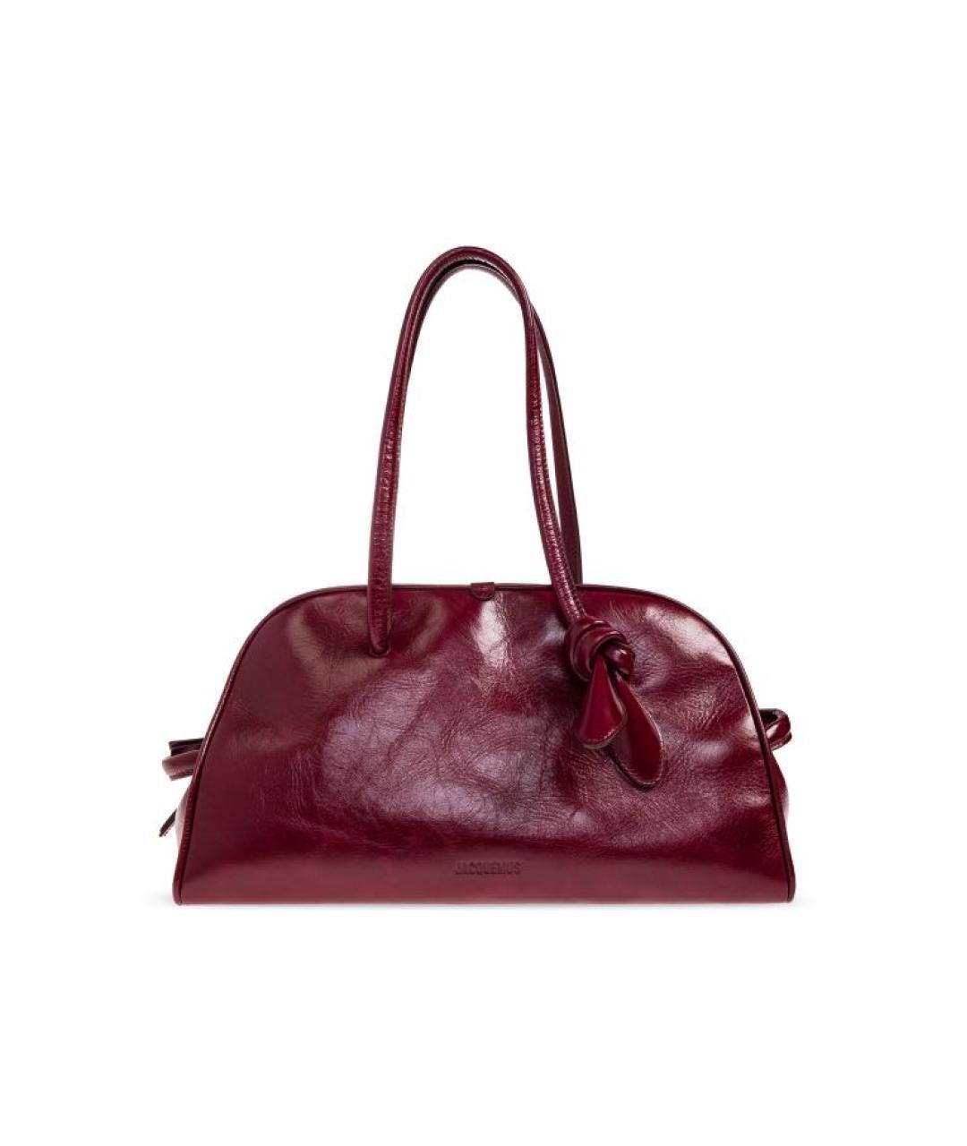 JACQUEMUS Бордовая кожаная сумка с короткими ручками, фото 7