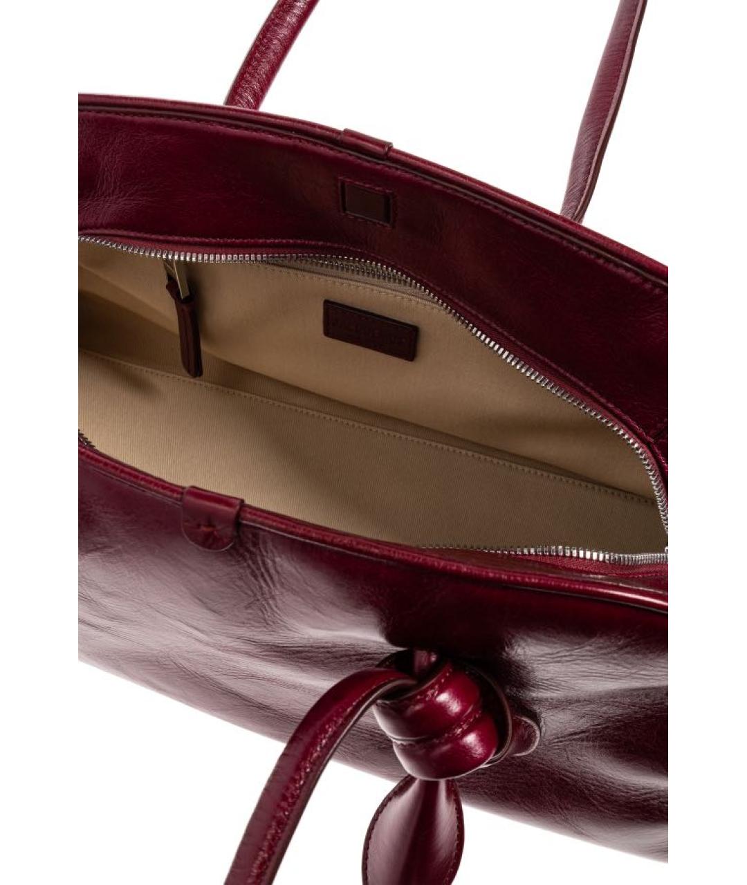 JACQUEMUS Бордовая кожаная сумка с короткими ручками, фото 5