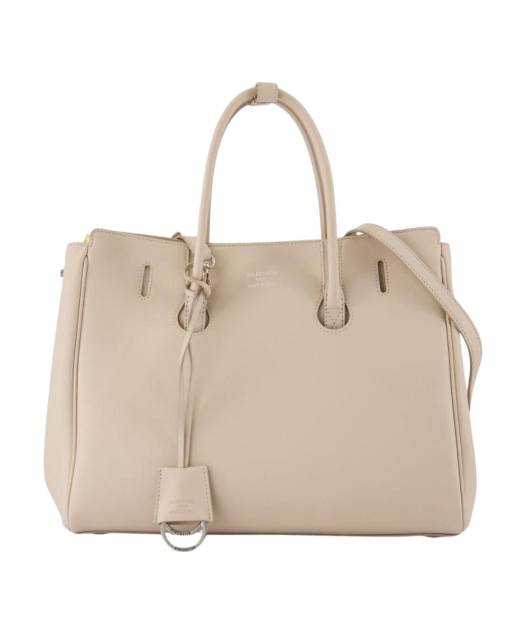 BALENCIAGA Бежевая кожаная сумка с короткими ручками, фото 1