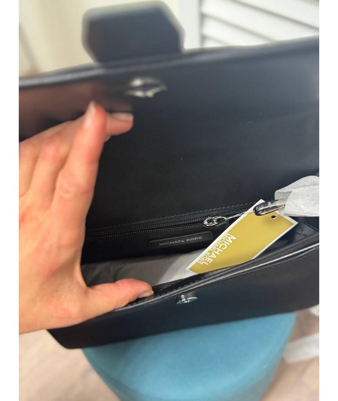 MICHAEL KORS Черная кожаная сумка через плечо, фото 5