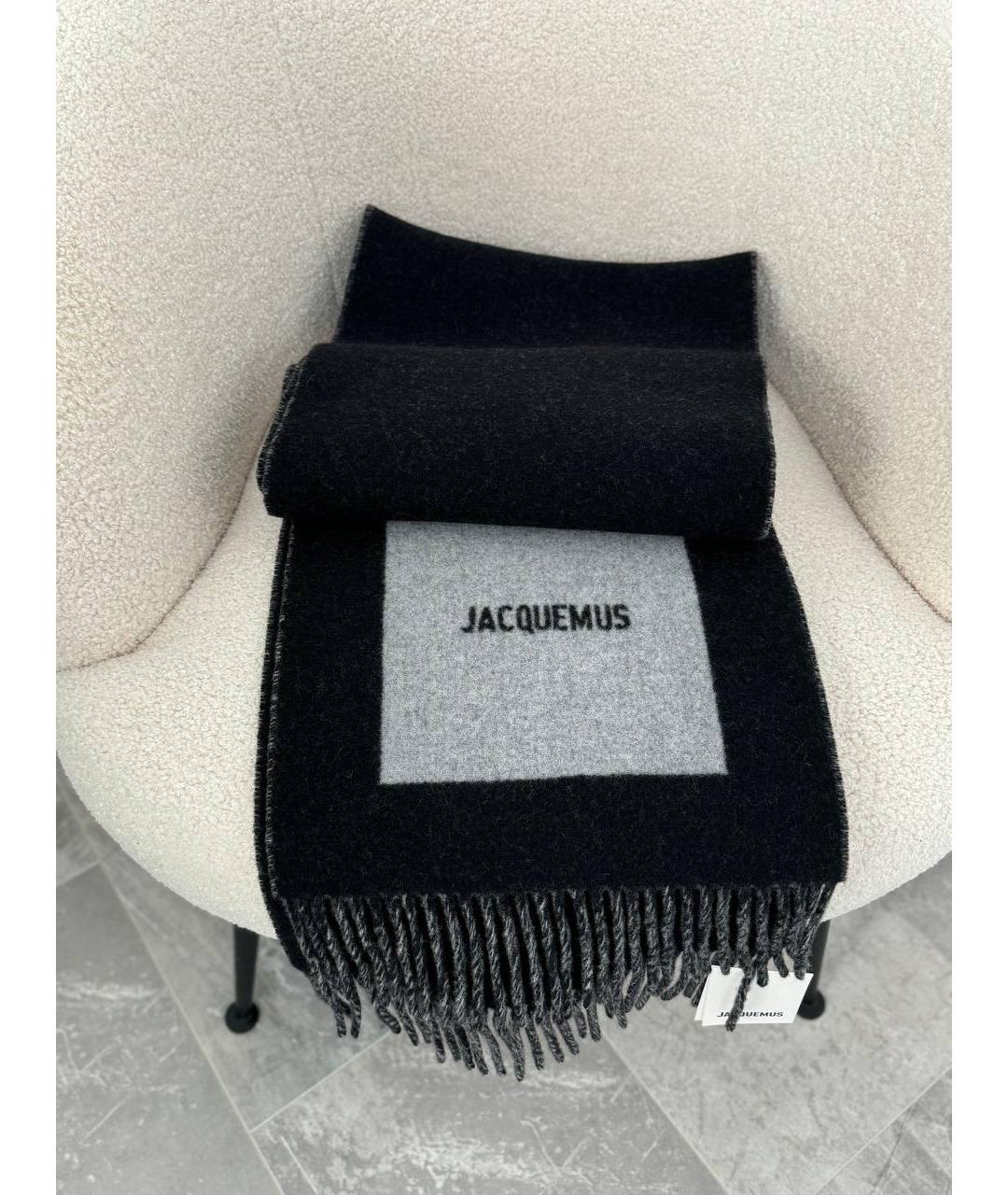 JACQUEMUS Черный шерстяной шарф, фото 5