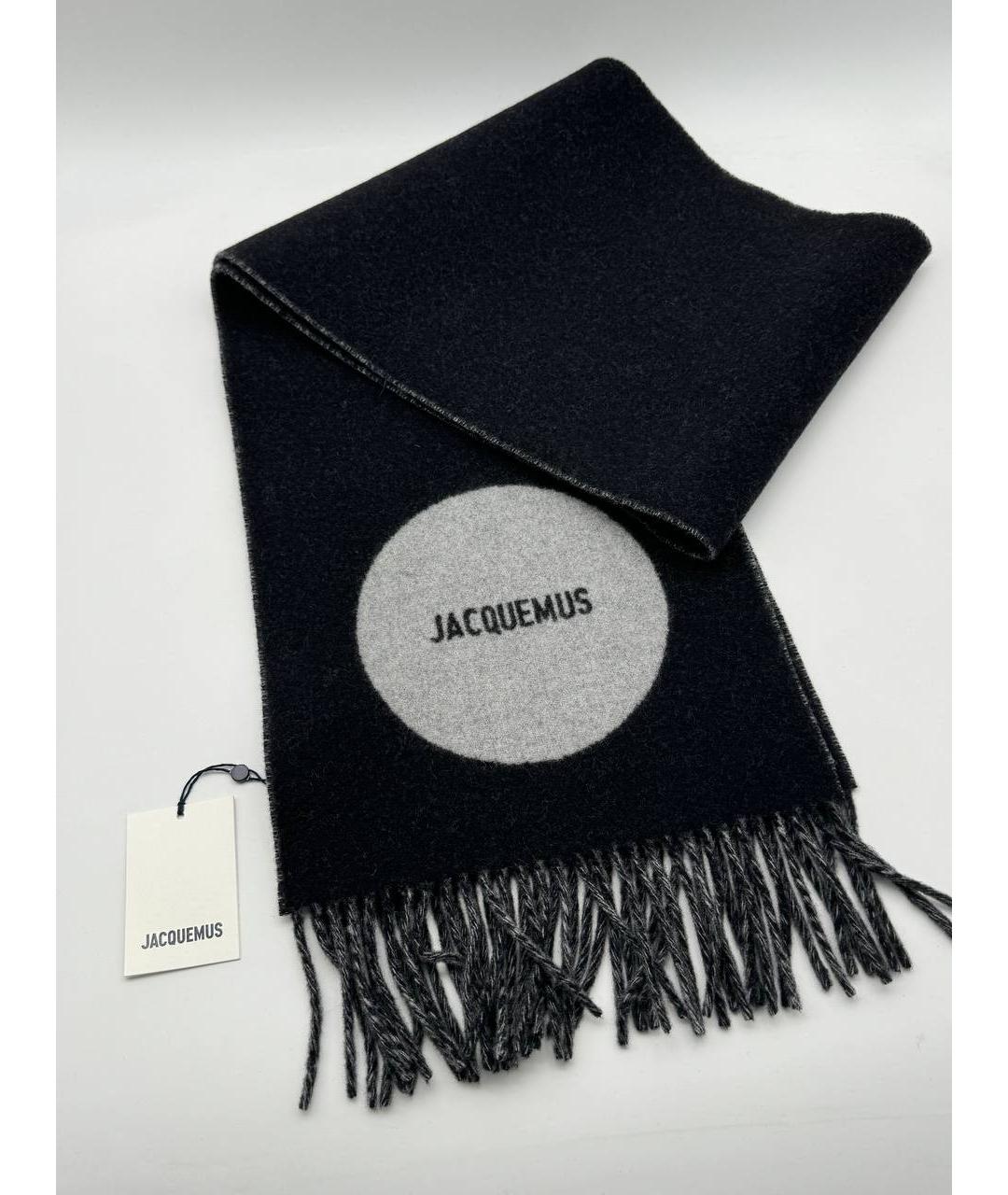 JACQUEMUS Черный шерстяной шарф, фото 7