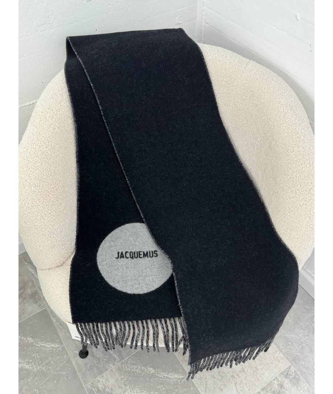 JACQUEMUS Черный шерстяной шарф, фото 6