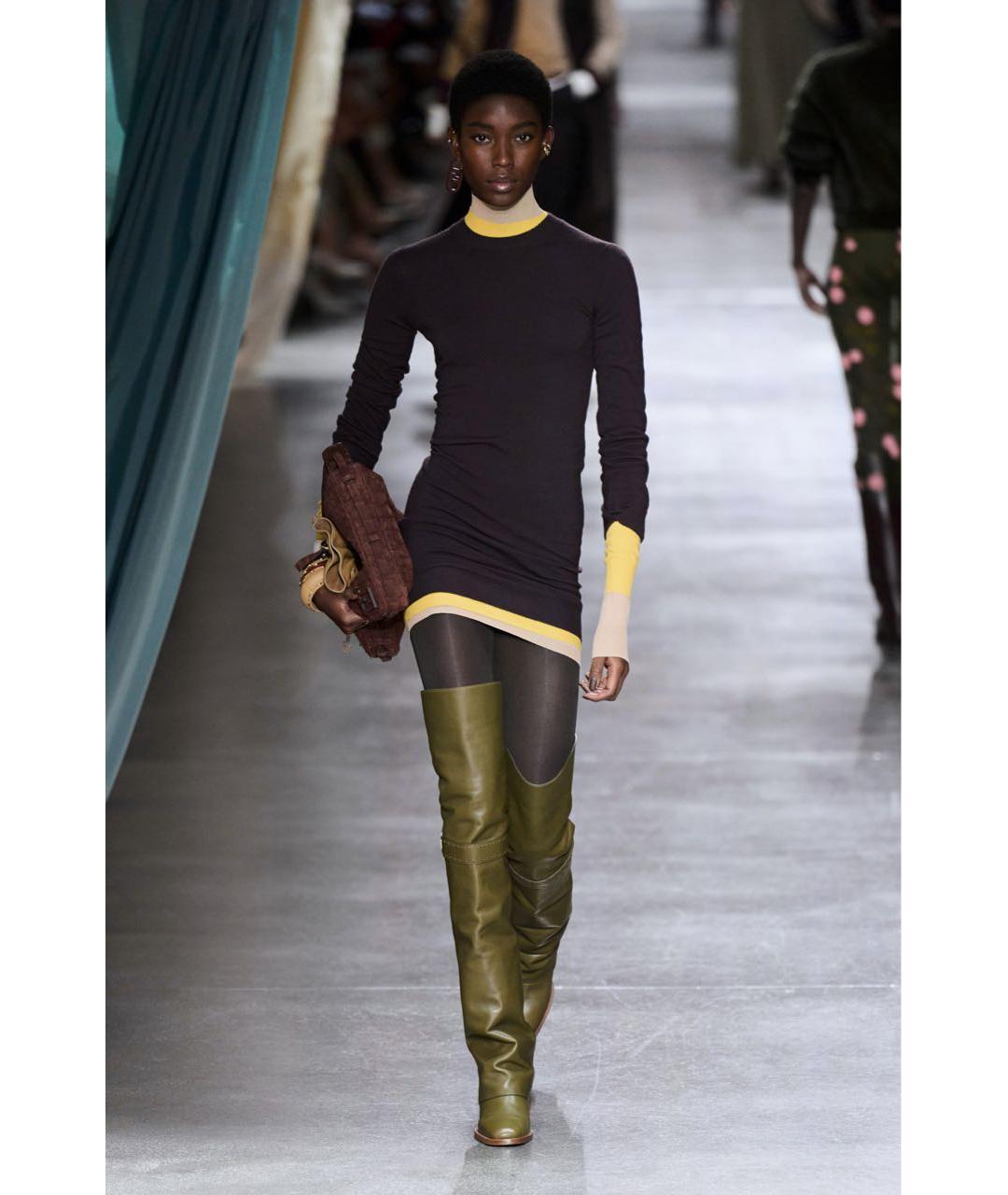 FENDI Фиолетовое шерстяное повседневное платье, фото 2