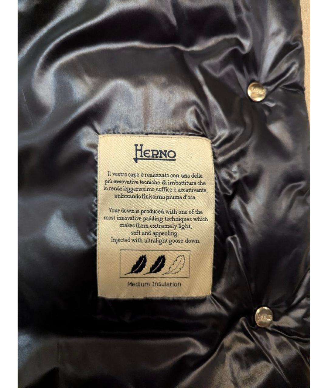 HERNO Черный полиэстеровый пуховик, фото 5