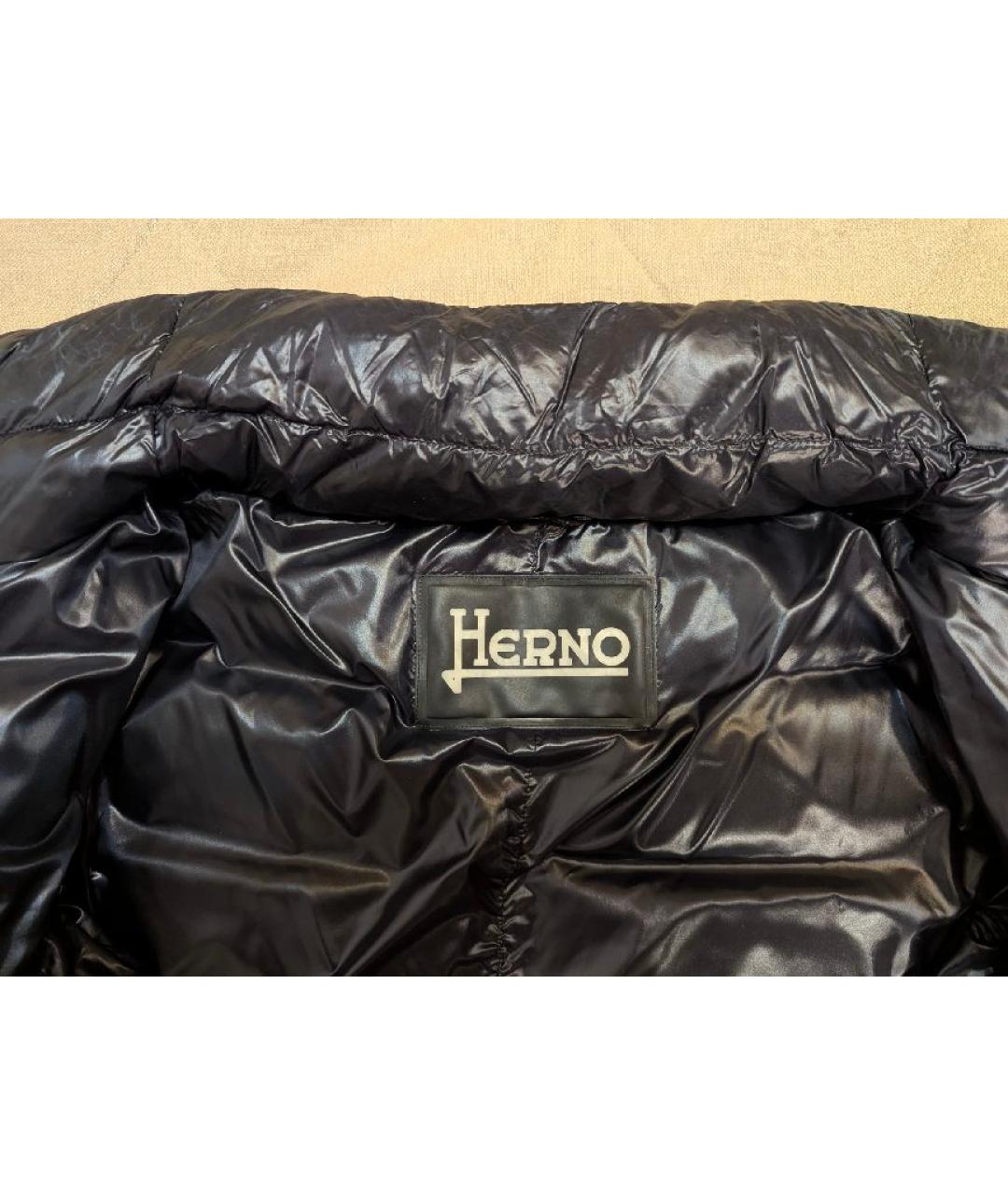 HERNO Черный полиэстеровый пуховик, фото 4