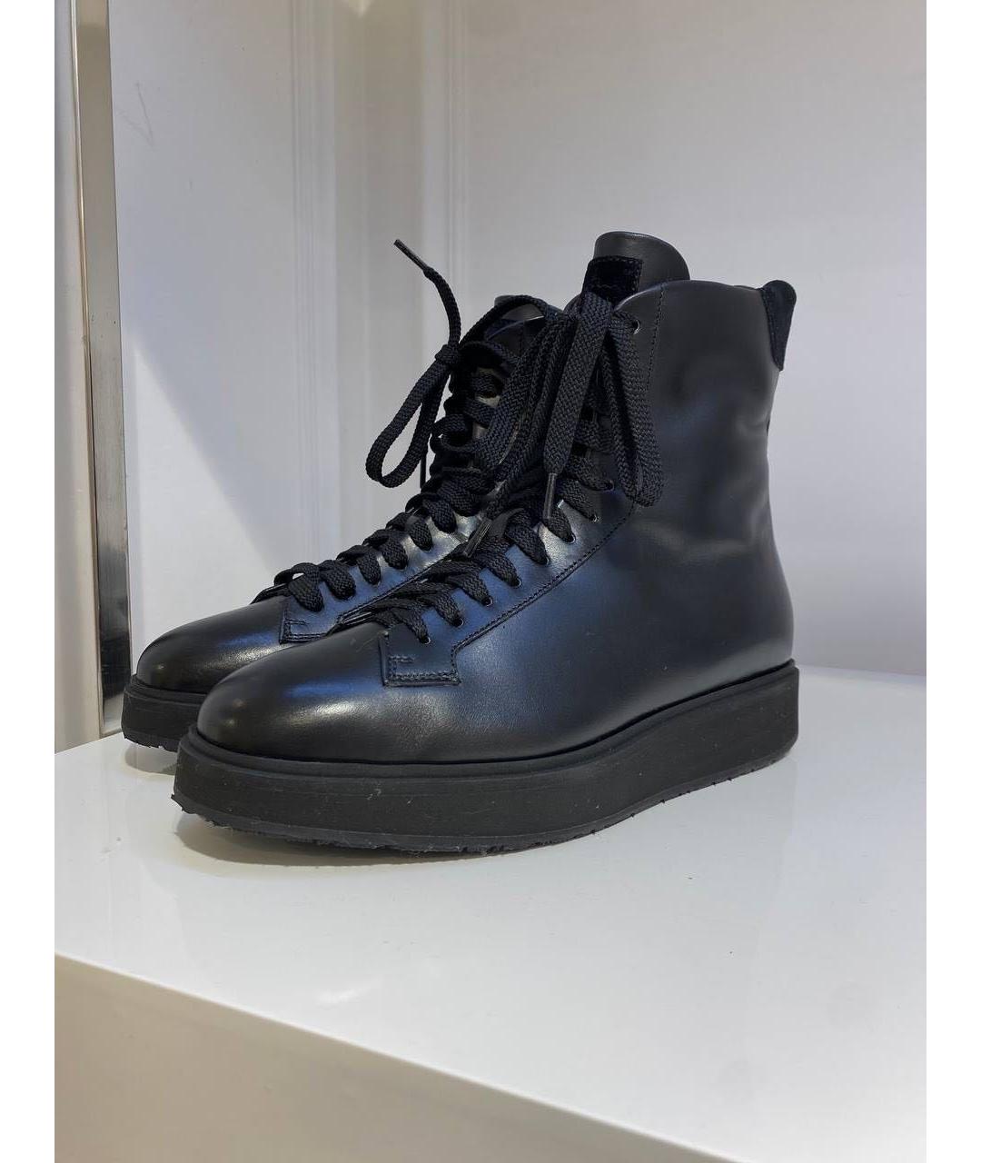 SANTONI Черные кожаные ботинки, фото 2