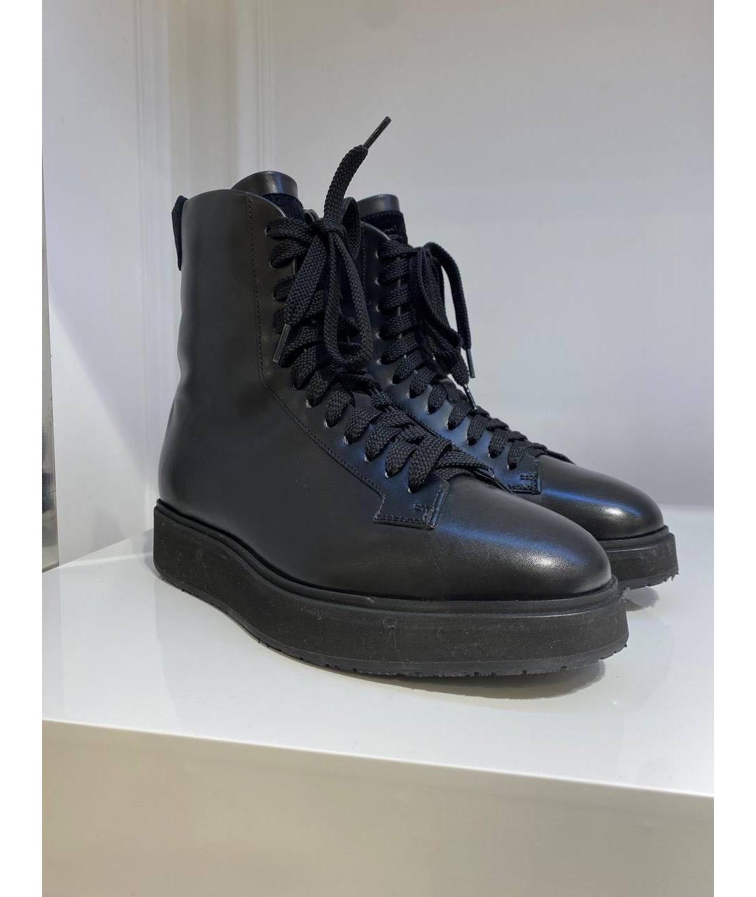 SANTONI Черные кожаные ботинки, фото 4