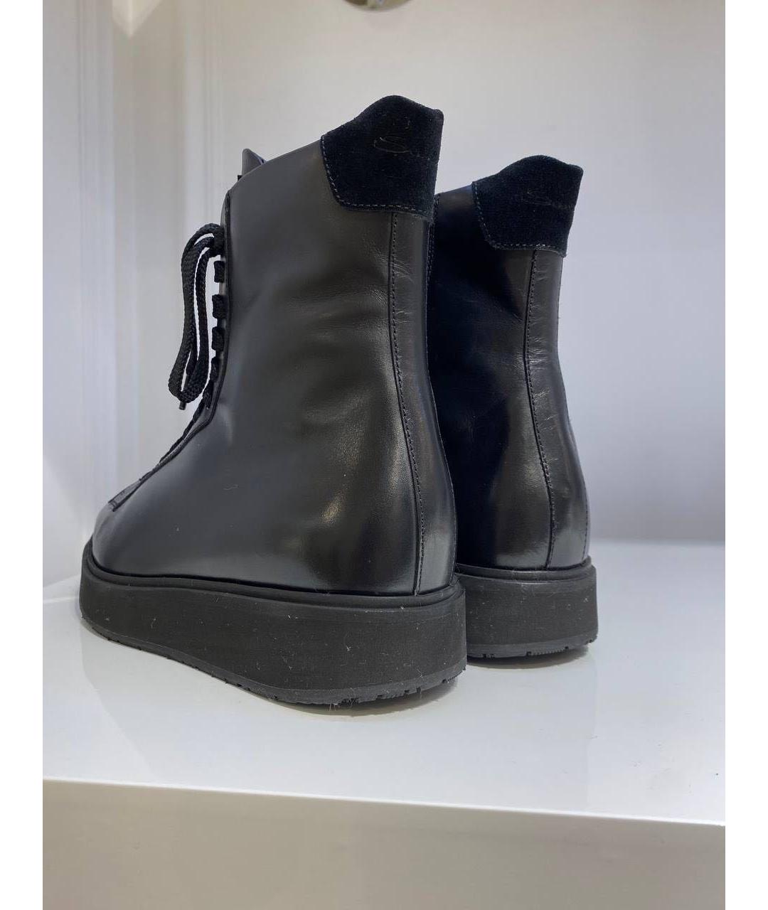 SANTONI Черные кожаные ботинки, фото 3