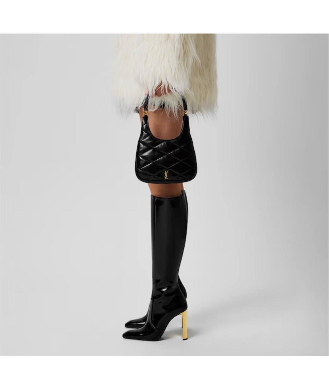 SAINT LAURENT Черная кожаная сумка через плечо, фото 3