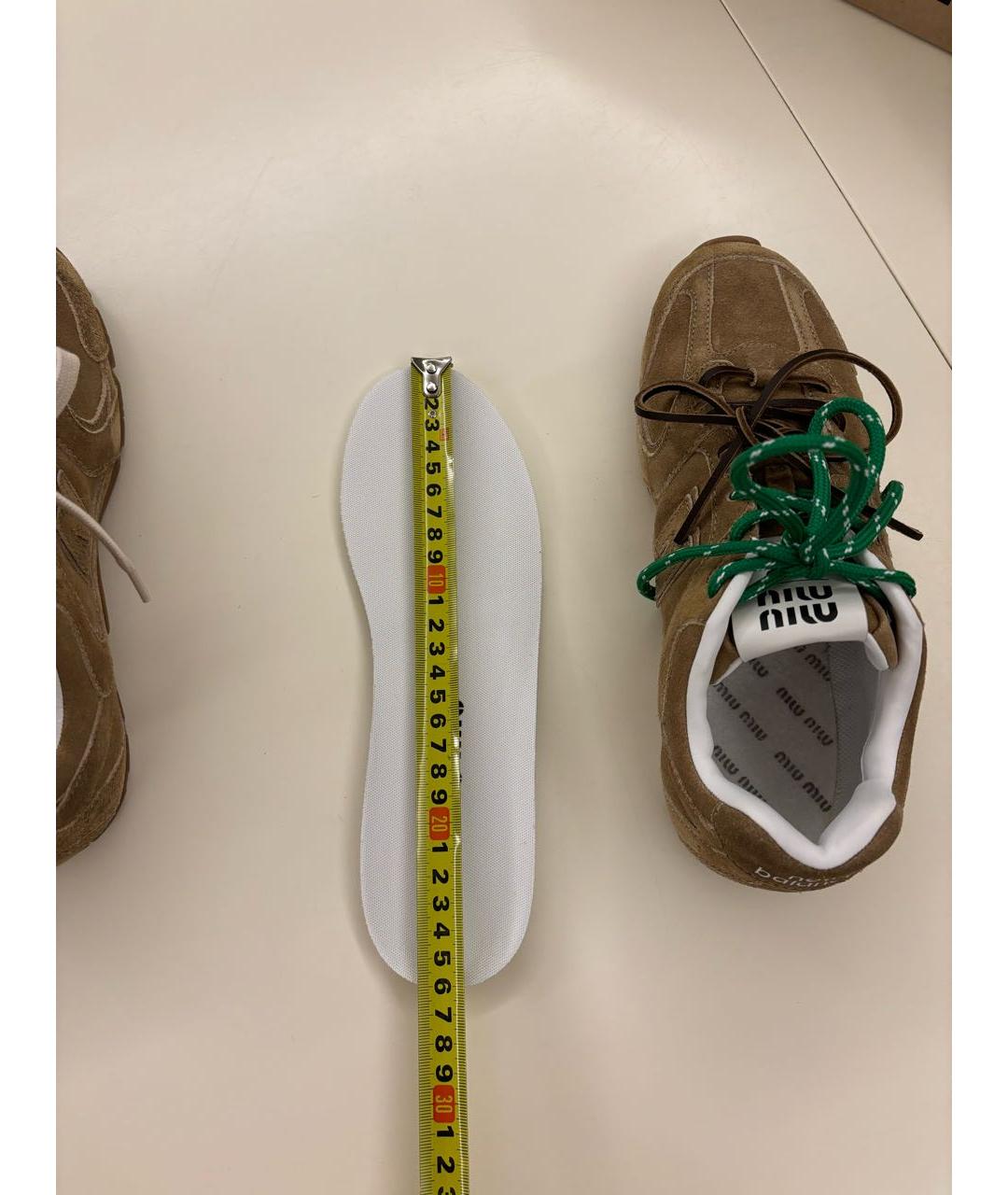 MIU MIU Бежевые замшевые кеды, фото 6