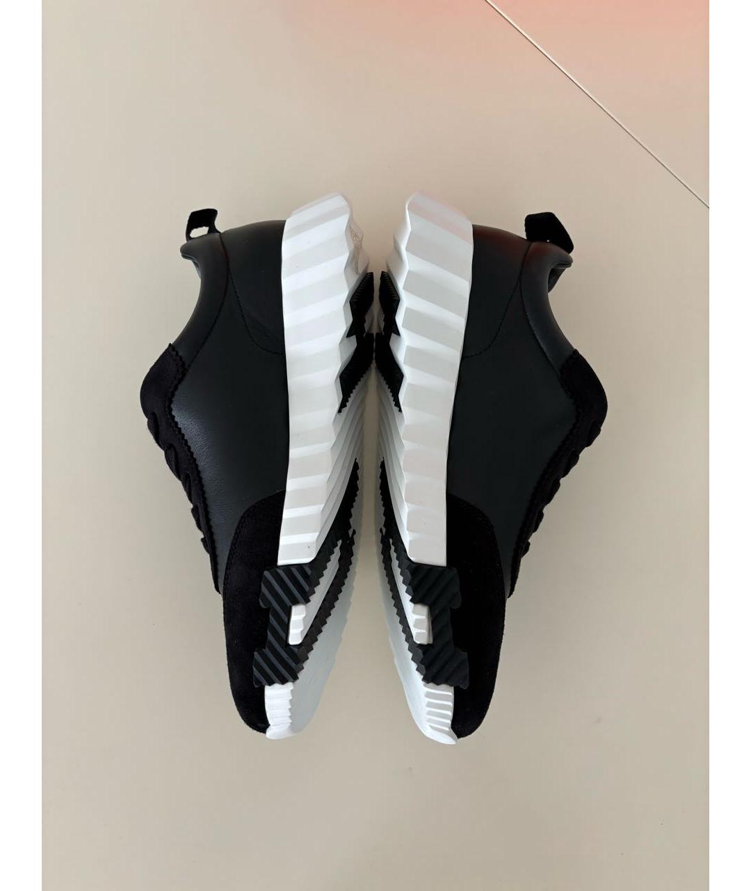 HERMES Черные кожаные кроссовки, фото 3