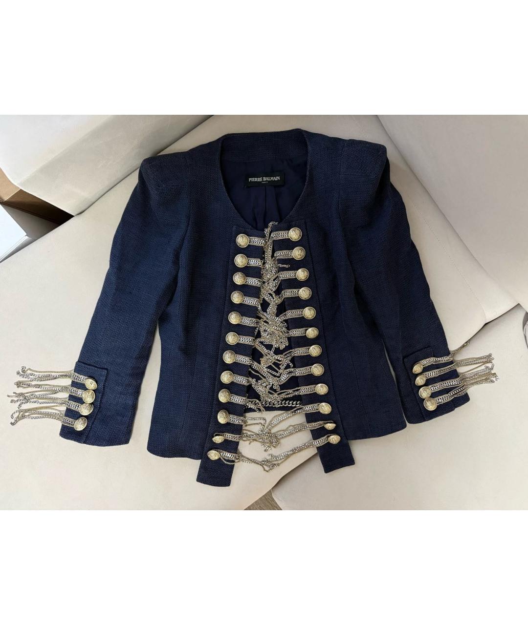 PIERRE BALMAIN Темно-синий хлопковый жакет/пиджак, фото 2