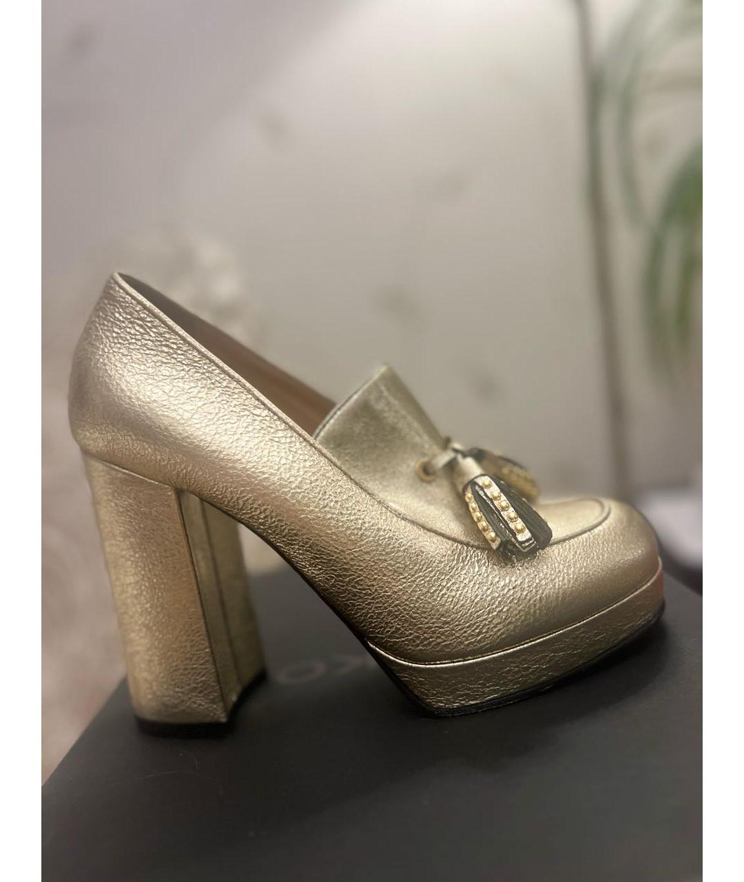 PINKO Золотые кожаные туфли, фото 5
