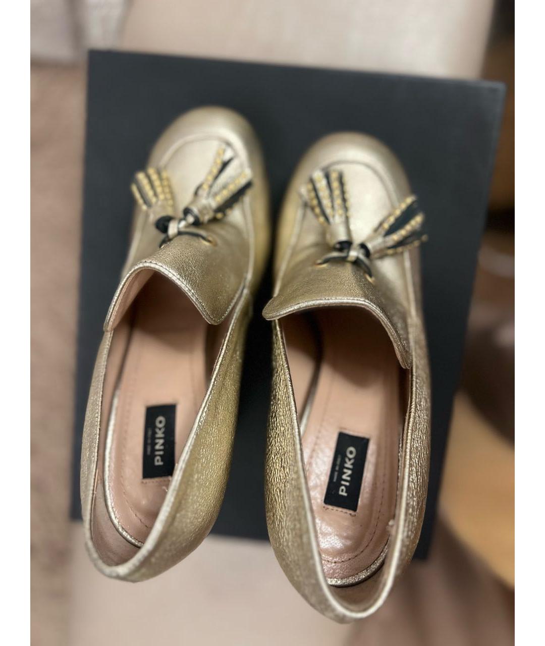 PINKO Золотые кожаные туфли, фото 3