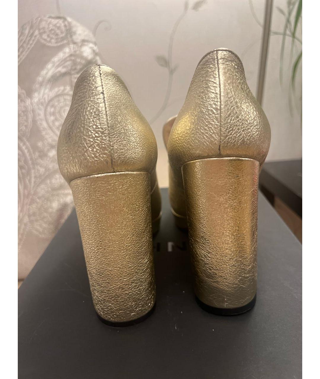 PINKO Золотые кожаные туфли, фото 4