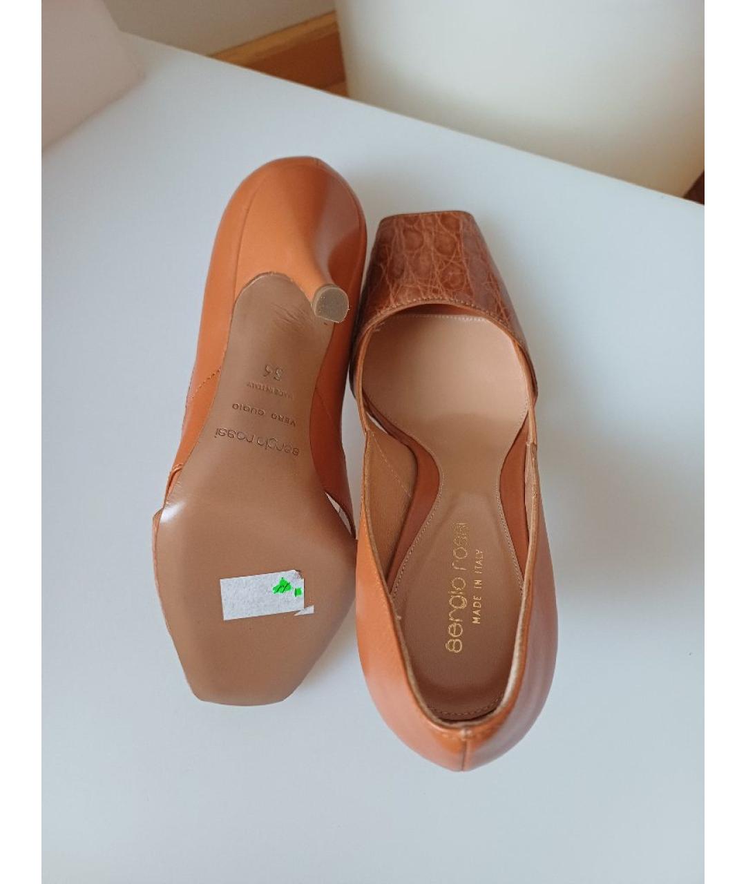 SERGIO ROSSI Оранжевое кожаные туфли, фото 9