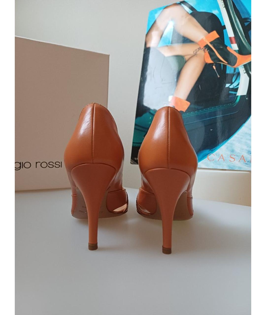 SERGIO ROSSI Оранжевое кожаные туфли, фото 8