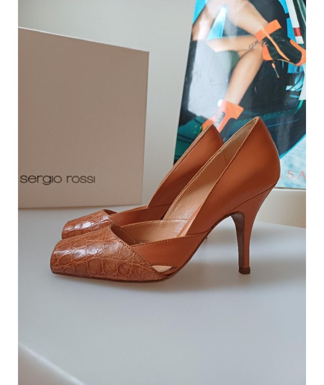 SERGIO ROSSI Оранжевое кожаные туфли, фото 2