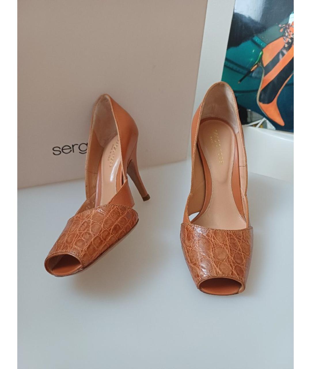 SERGIO ROSSI Оранжевое кожаные туфли, фото 5