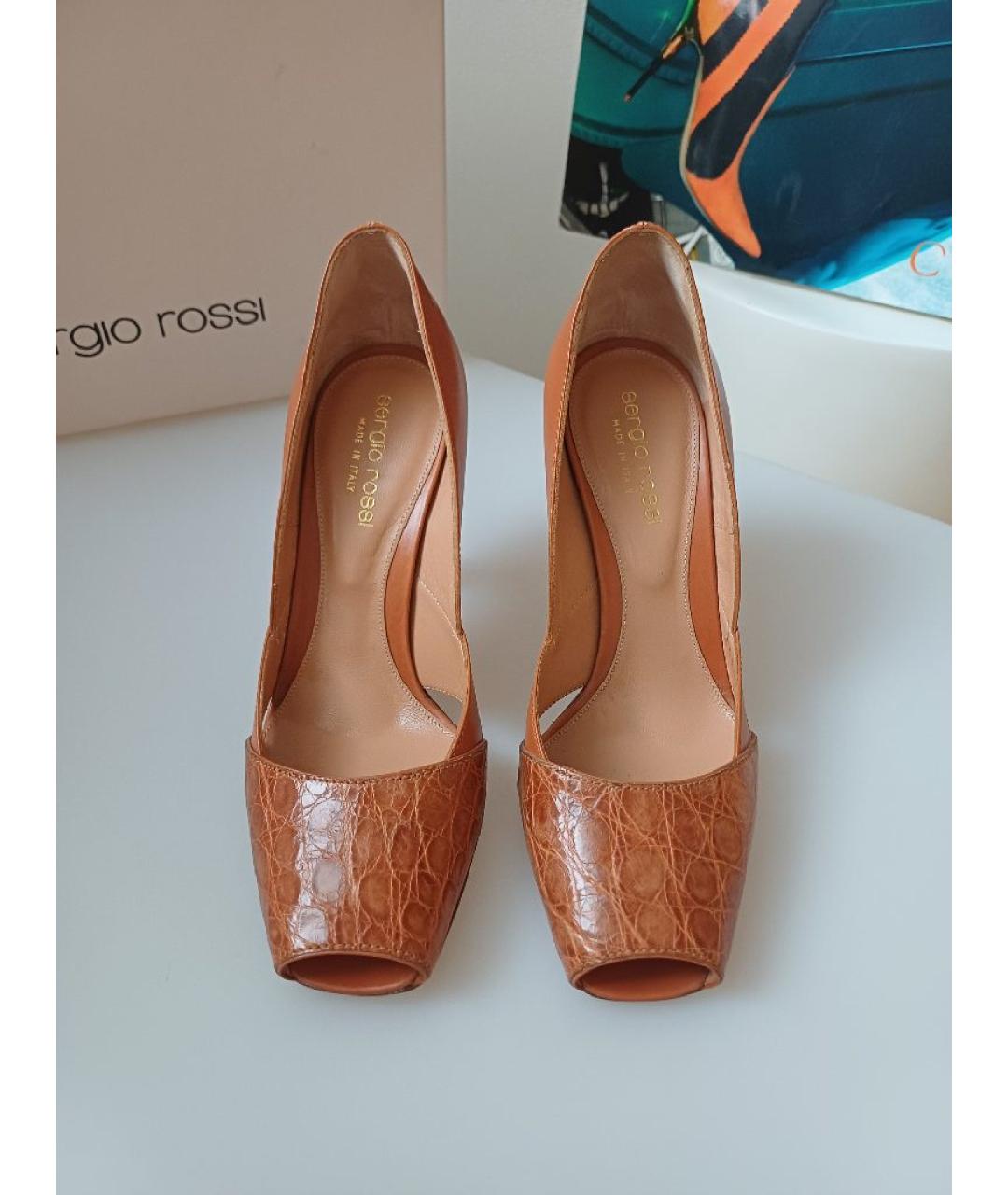SERGIO ROSSI Оранжевое кожаные туфли, фото 7