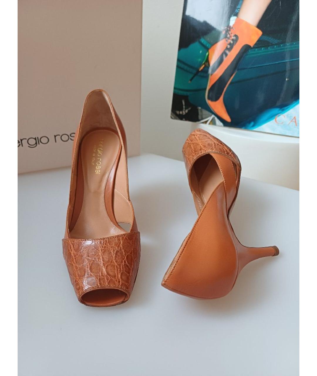 SERGIO ROSSI Оранжевое кожаные туфли, фото 3