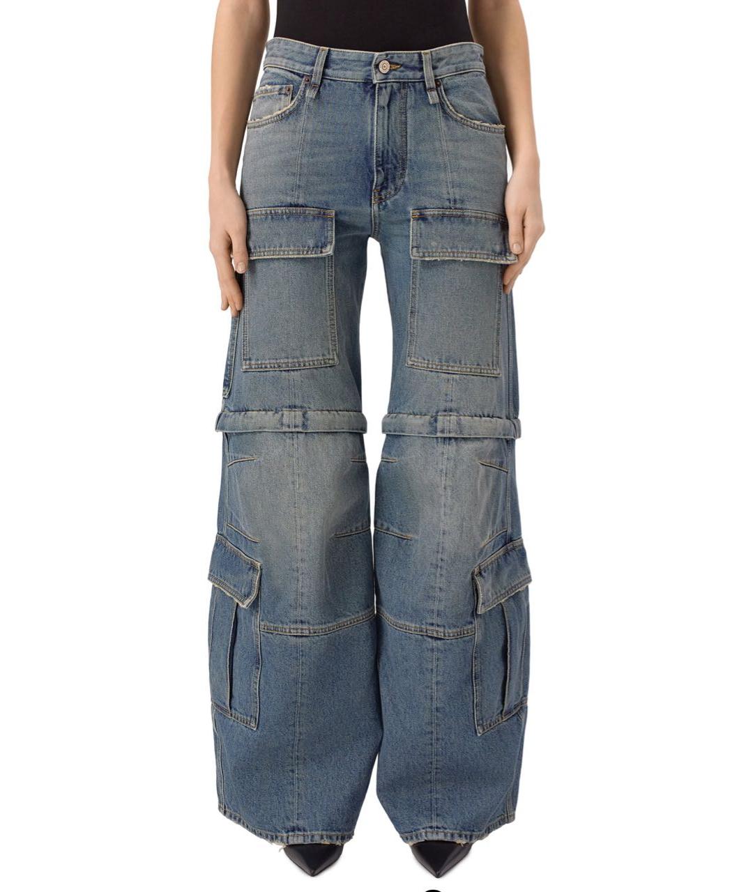 BALENCIAGA Синие хлопковые джинсы клеш, фото 3