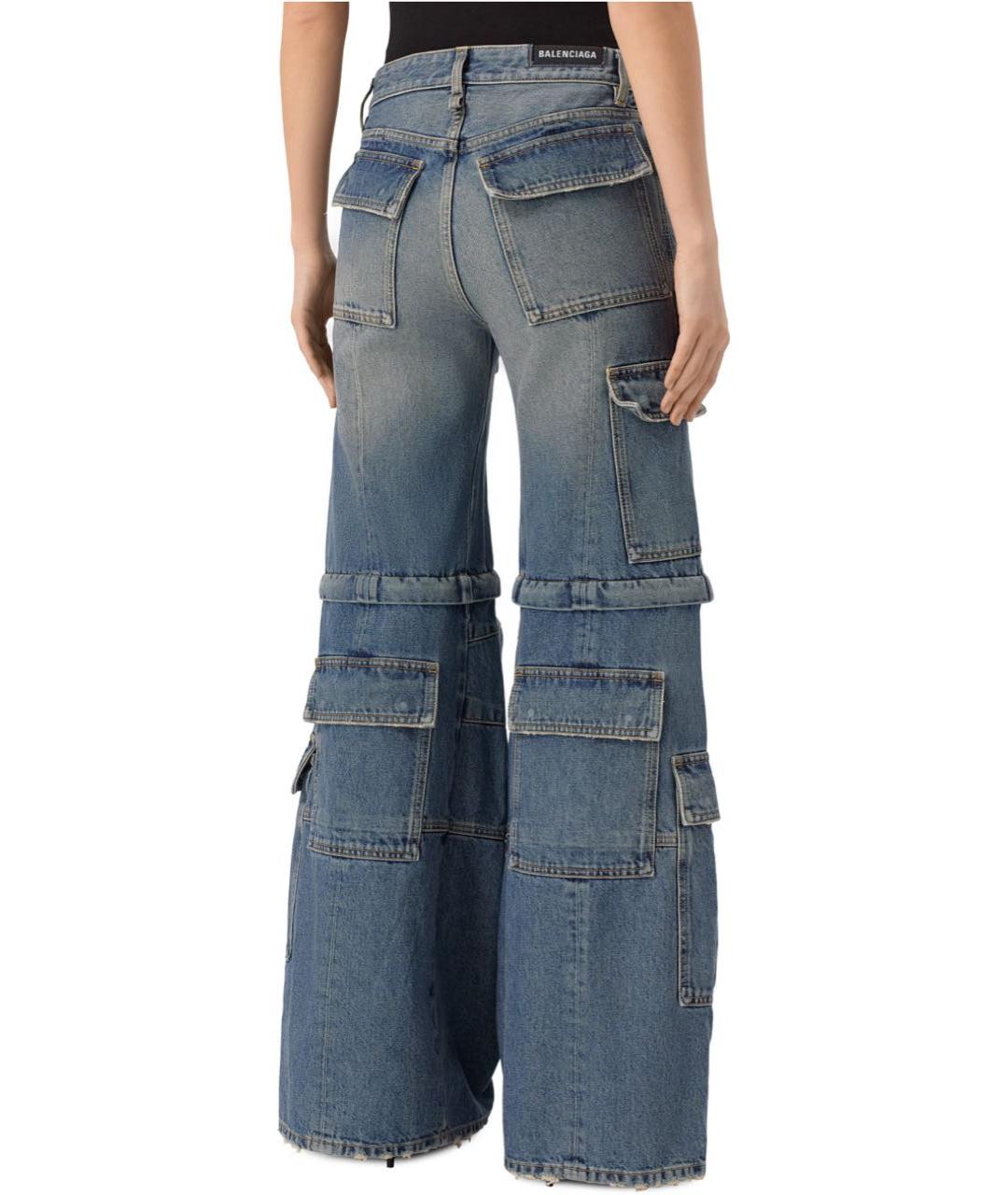 BALENCIAGA Синие хлопковые джинсы клеш, фото 4
