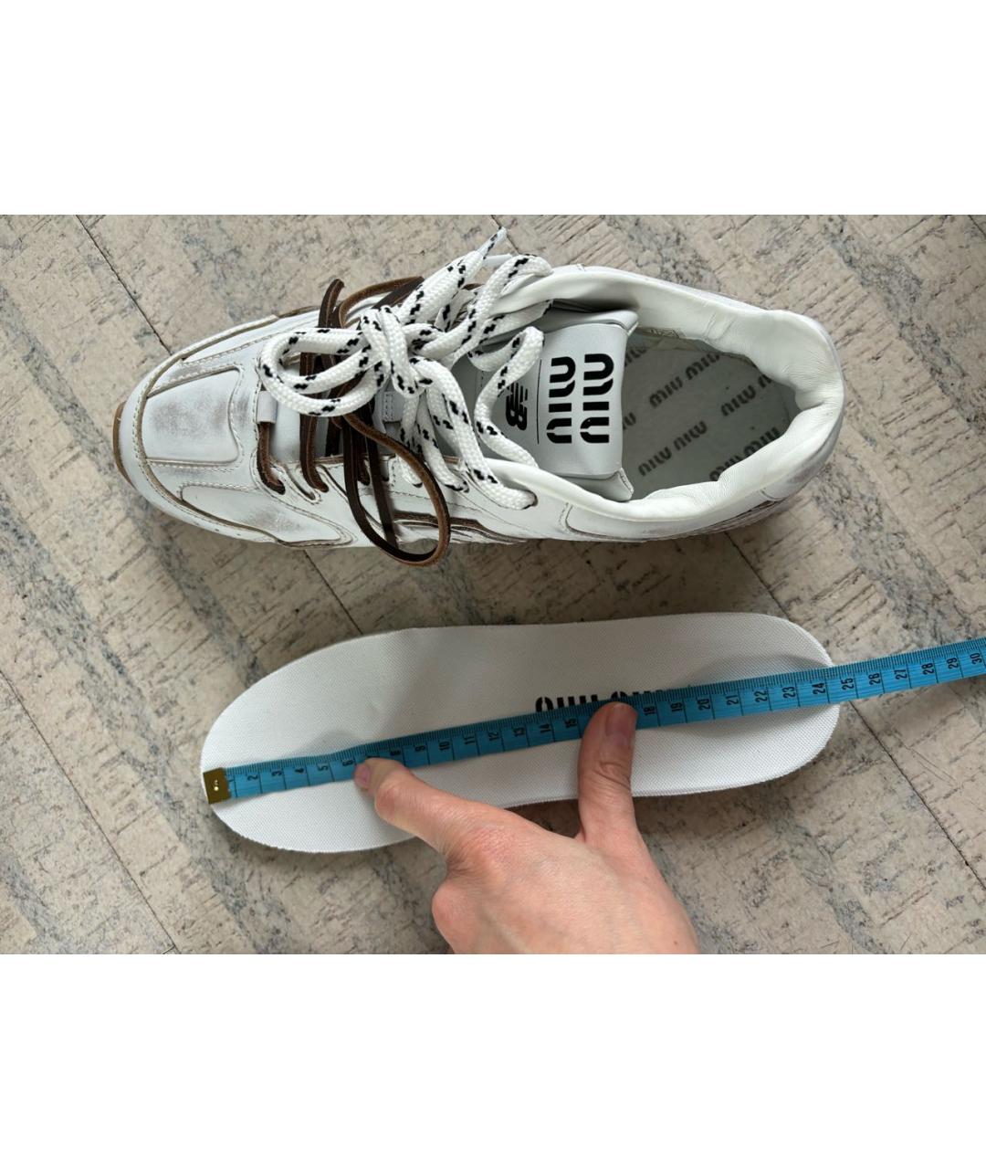 MIU MIU Белые кожаные кеды, фото 7