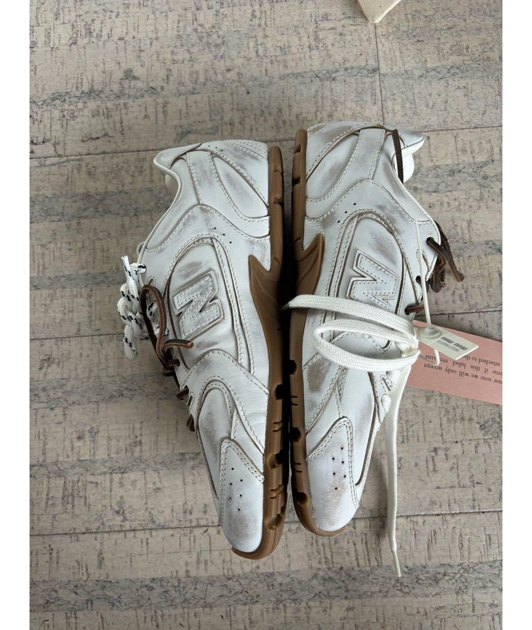 MIU MIU Белые кожаные кеды, фото 3