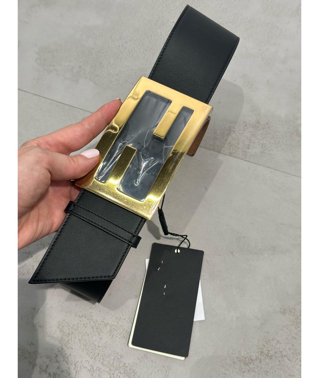 FENDI Черный кожаный ремень, фото 4