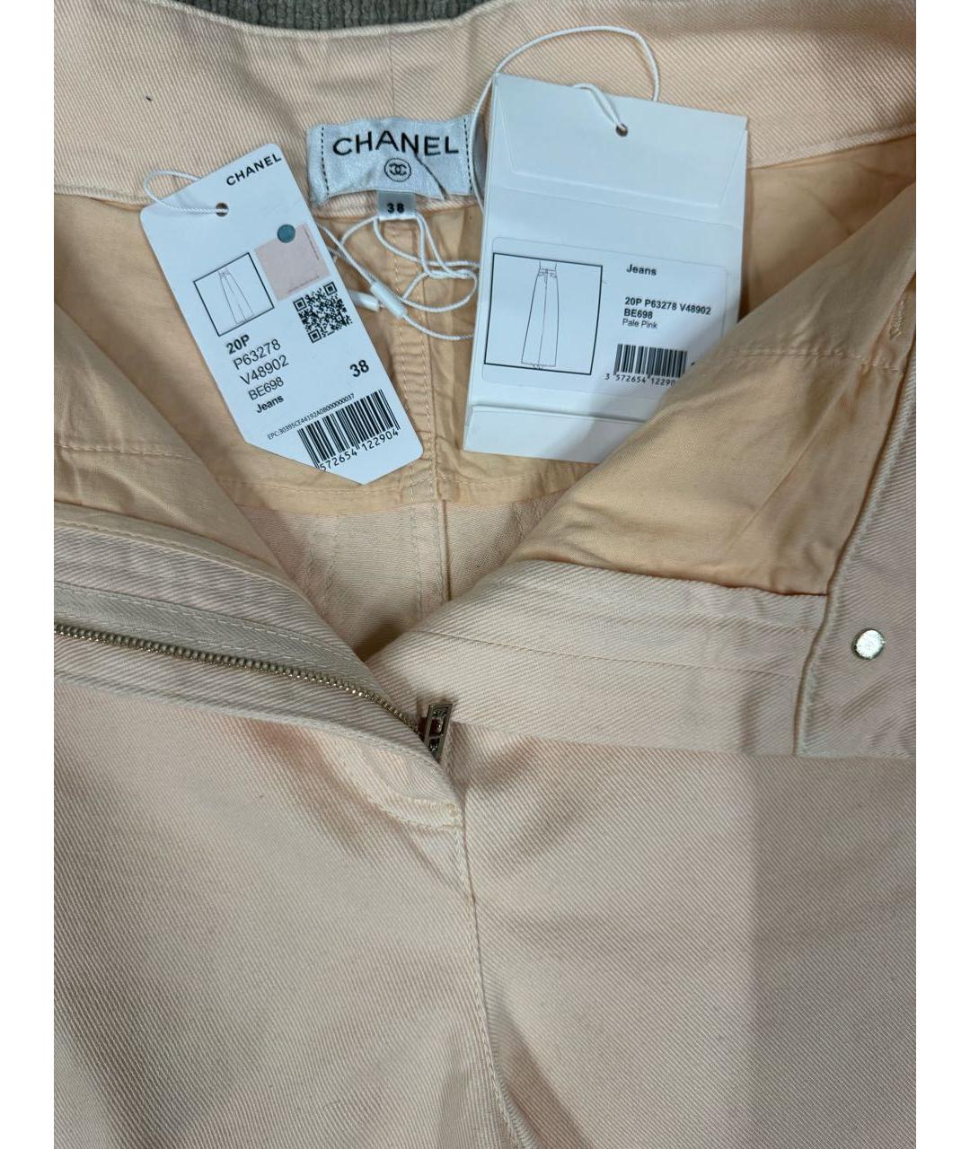 CHANEL Оранжевое хлопковые джинсы клеш, фото 3