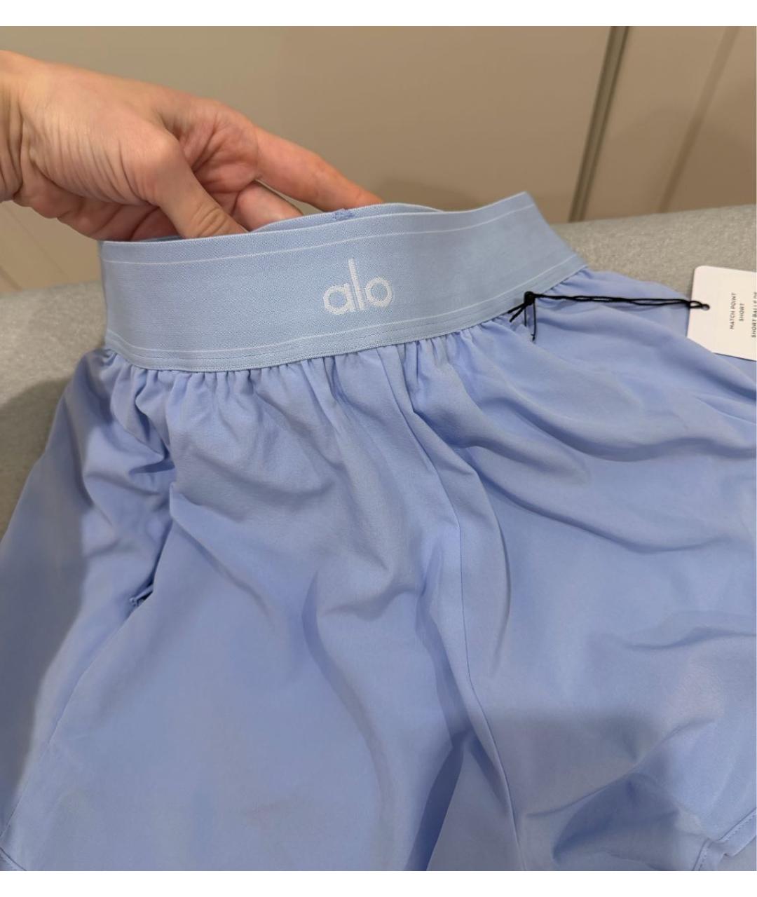 ALO YOGA Голубые полиэстеровые спортивные брюки и шорты, фото 5