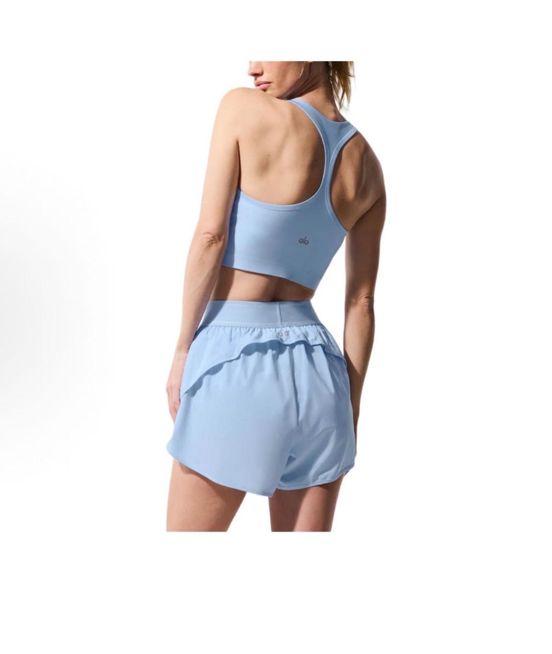 ALO YOGA Голубые полиэстеровые спортивные брюки и шорты, фото 3