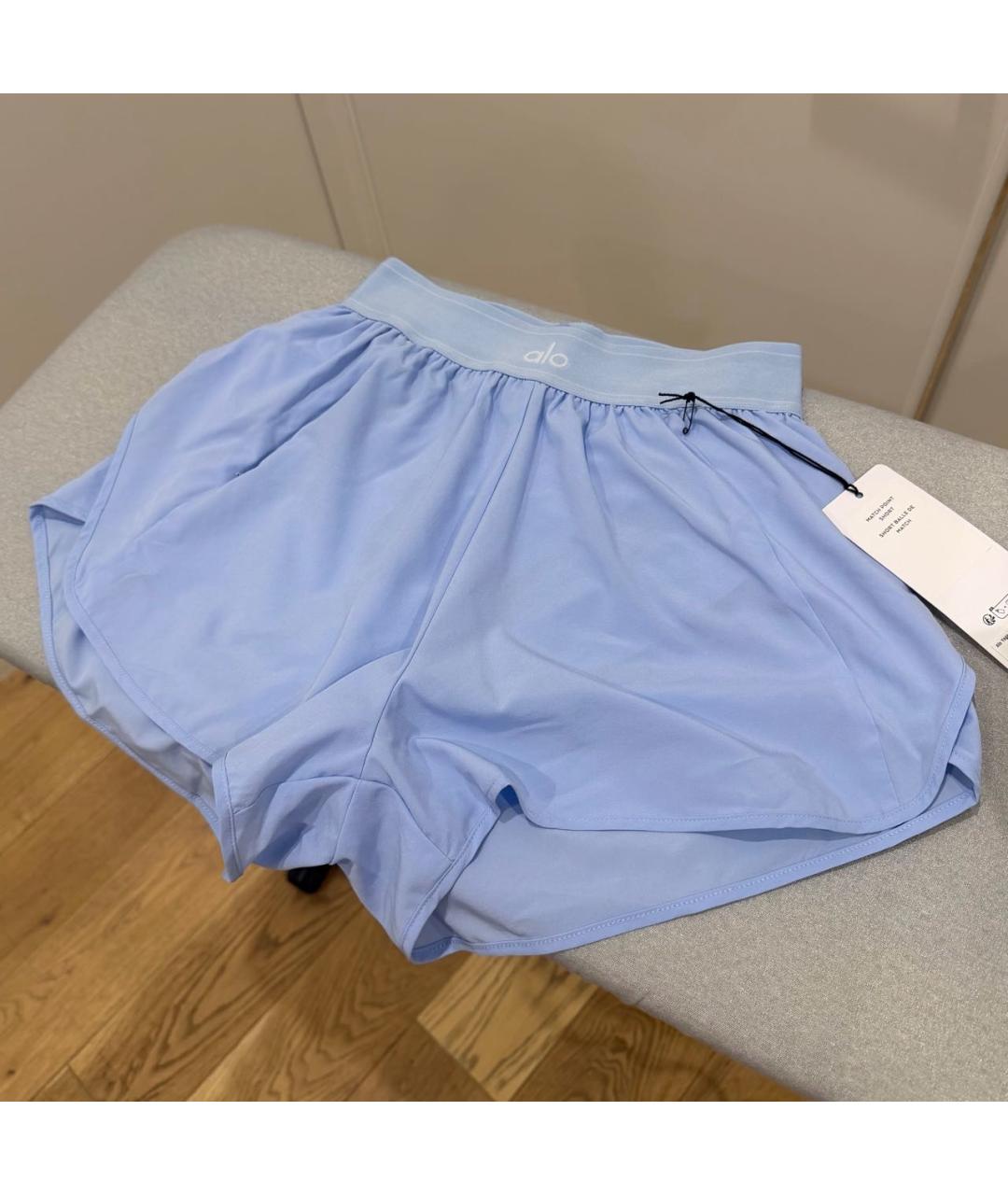 ALO YOGA Голубые полиэстеровые спортивные брюки и шорты, фото 4