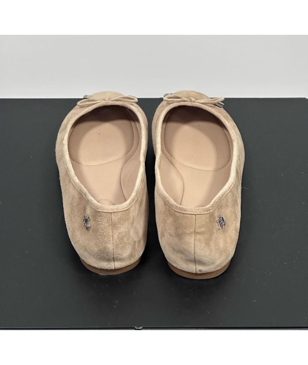RALPH LAUREN Бежевые замшевые балетки, фото 4