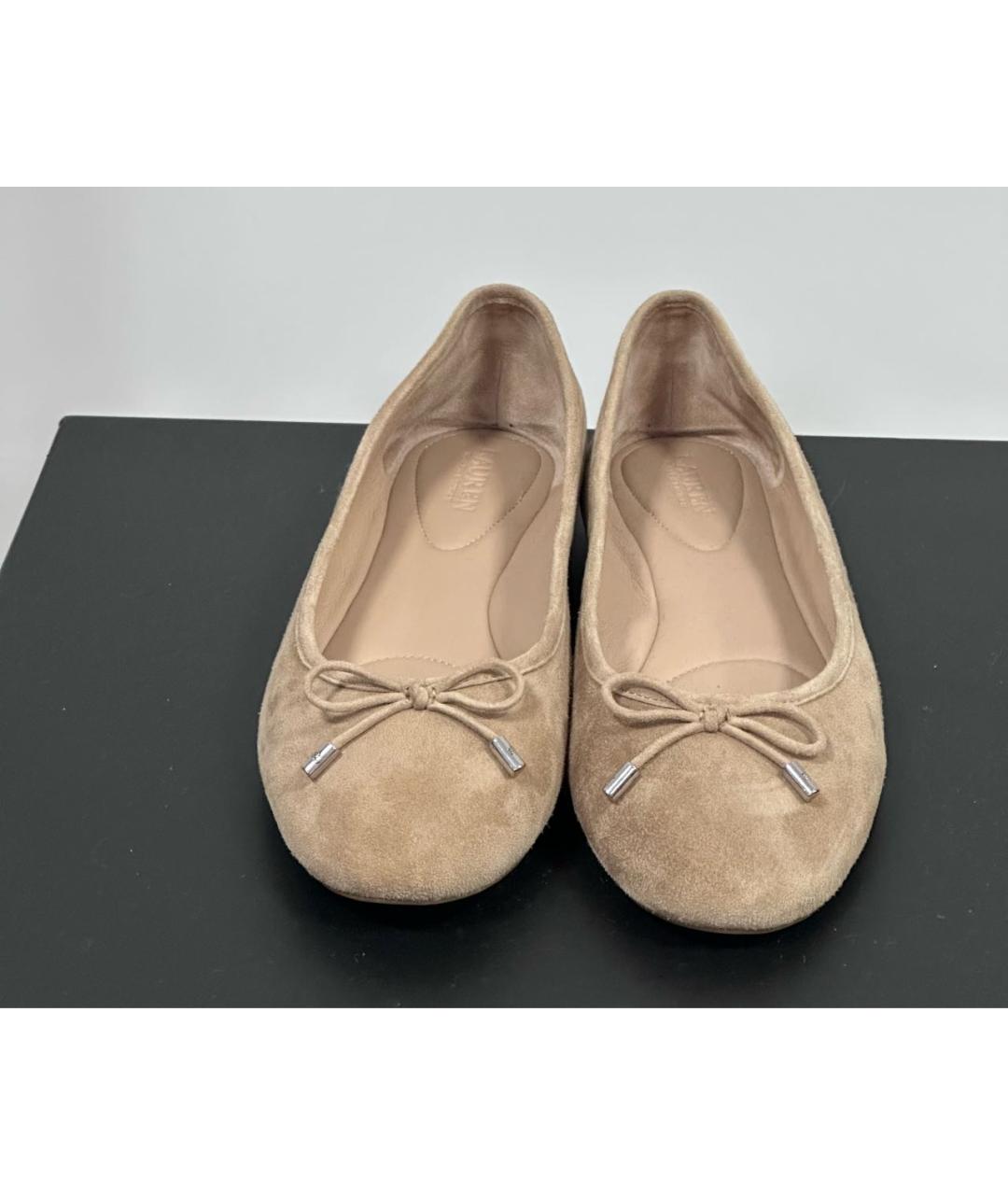 RALPH LAUREN Бежевые замшевые балетки, фото 2