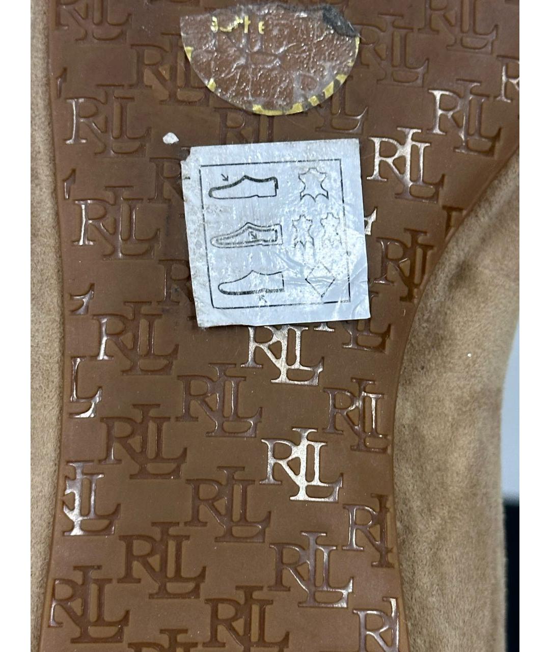 RALPH LAUREN Бежевые замшевые балетки, фото 7