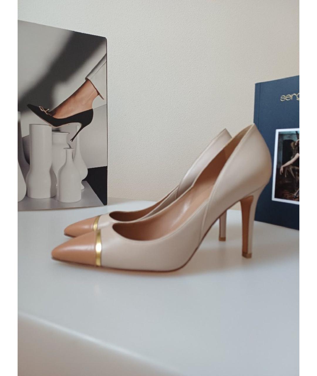 SERGIO ROSSI Бежевые кожаные туфли, фото 2