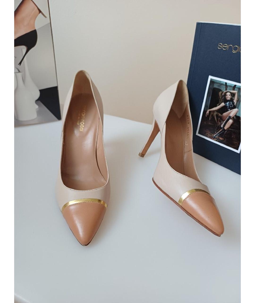 SERGIO ROSSI Бежевые кожаные туфли, фото 6