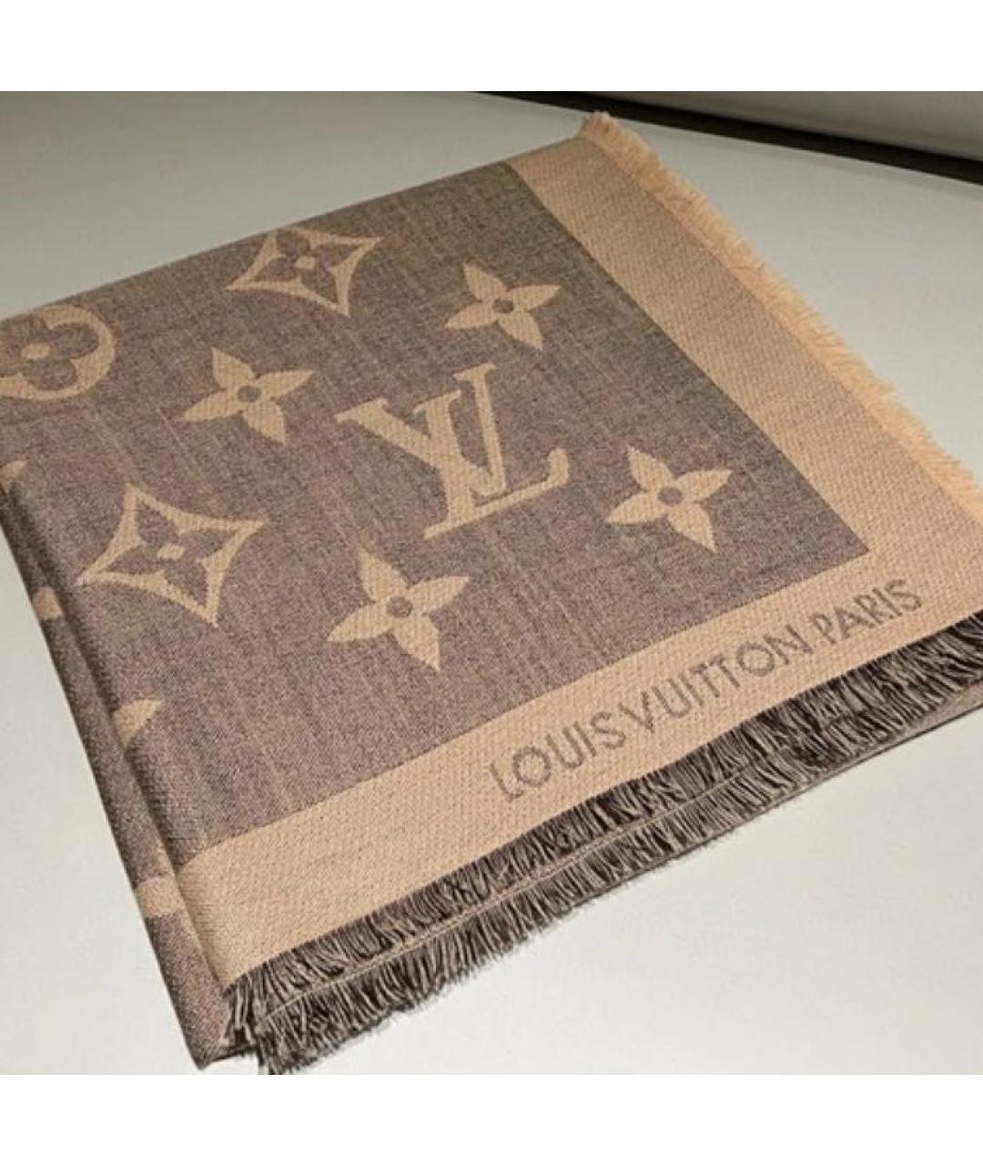 LOUIS VUITTON Бежевый кашемировый платок, фото 4