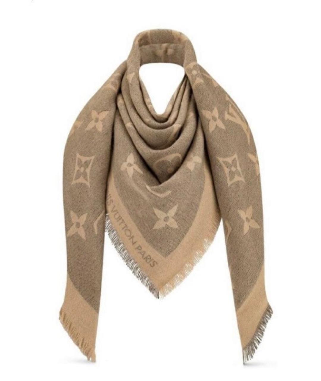 LOUIS VUITTON Бежевый кашемировый платок, фото 1